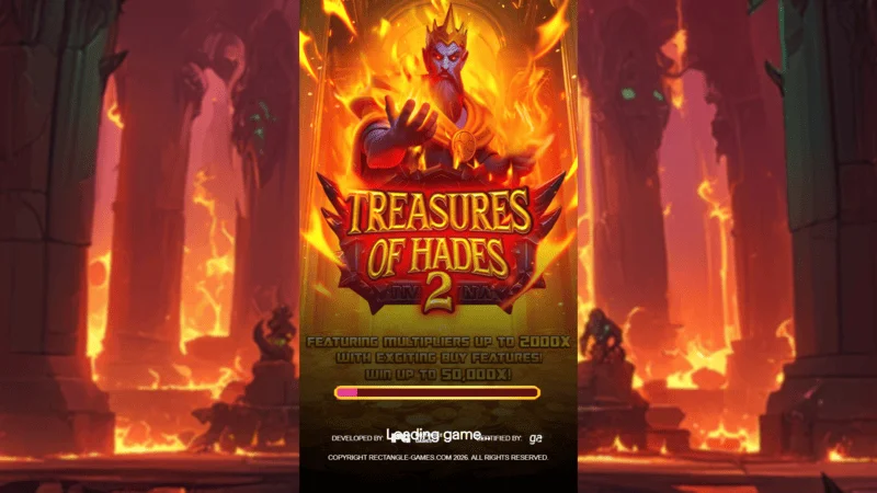 Treasures of Hades 2 — পাতালপুরীর পৌরাণিক প্রেক্ষাপটে Rectangle Games স্লটের লোডিং স্ক্রিন
